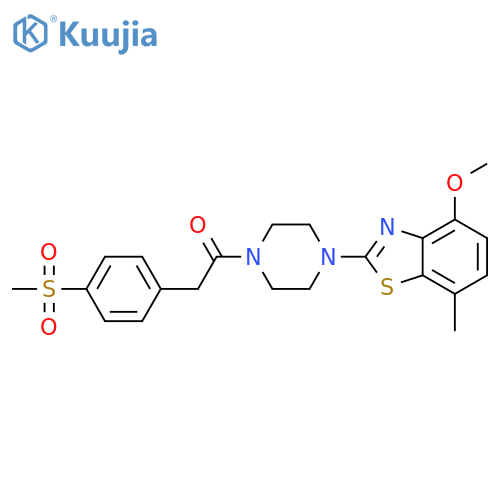 2-(4-methanesulfonylphenyl)-1-4-(4-methoxy-7-methyl-1,3-benzothiazol-2-yl)piperazin-1-ylethan-1-one structure