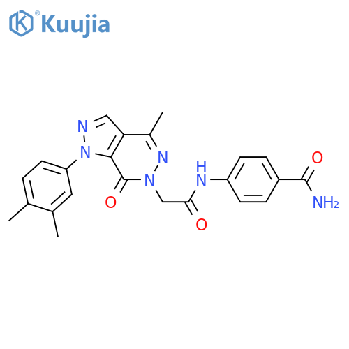 4-{2-1-(3,4-dimethylphenyl)-4-methyl-7-oxo-1H,6H,7H-pyrazolo3,4-dpyridazin-6-ylacetamido}benzamide structure