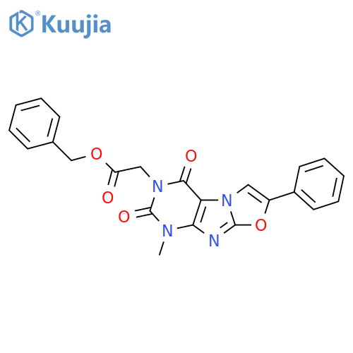 benzyl 2-{1-methyl-2,4-dioxo-7-phenyl-1H,2H,3H,4H-1,3oxazolo3,2-gpurin-3-yl}acetate structure