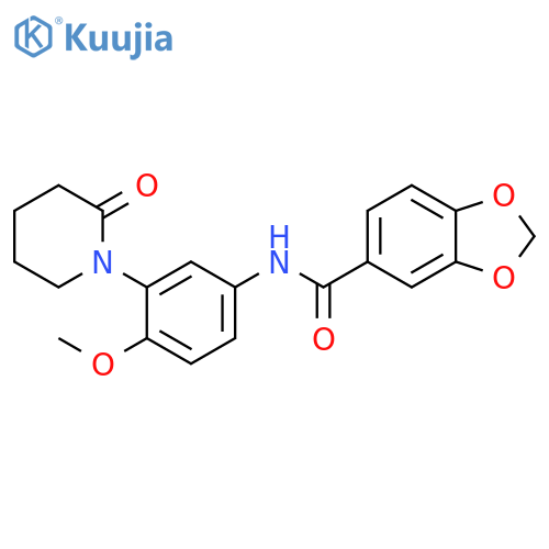 N-4-methoxy-3-(2-oxopiperidin-1-yl)phenyl-2H-1,3-benzodioxole-5-carboxamide structure