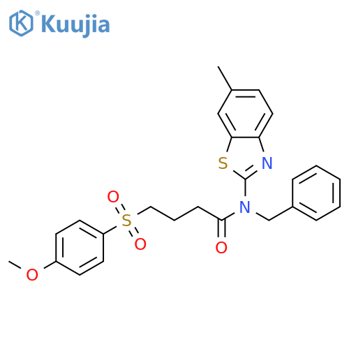 N-benzyl-4-(4-methoxybenzenesulfonyl)-N-(6-methyl-1,3-benzothiazol-2-yl)butanamide structure