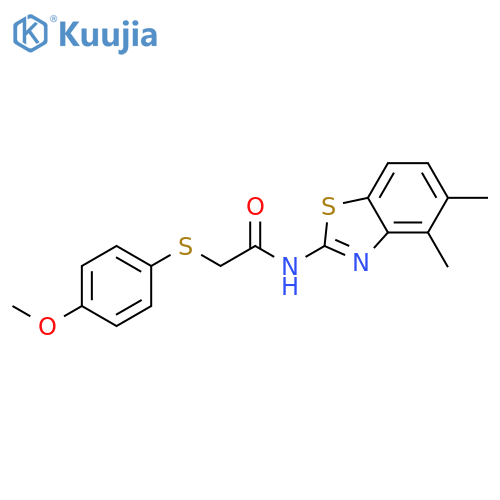 N-(4,5-dimethyl-1,3-benzothiazol-2-yl)-2-(4-methoxyphenyl)sulfanylacetamide structure