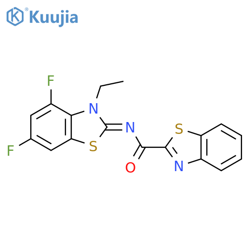 N-(2E)-3-ethyl-4,6-difluoro-2,3-dihydro-1,3-benzothiazol-2-ylidene-1,3-benzothiazole-2-carboxamide structure