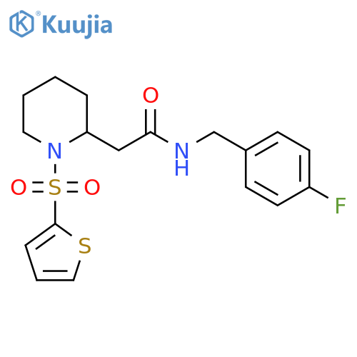 N-(4-fluorophenyl)methyl-2-1-(thiophene-2-sulfonyl)piperidin-2-ylacetamide structure