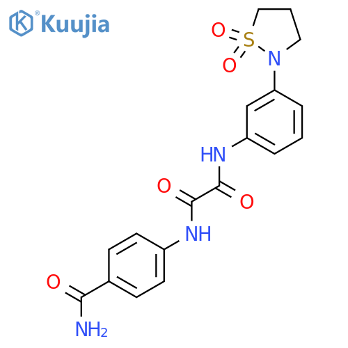 N'-(4-carbamoylphenyl)-N-3-(1,1-dioxo-1lambda6,2-thiazolidin-2-yl)phenylethanediamide structure