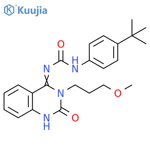 1-(4-tert-butylphenyl)-3-(4E)-3-(3-methoxypropyl)-2-oxo-1,2,3,4-tetrahydroquinazolin-4-ylideneurea structure
