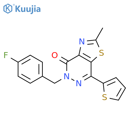 5-(4-fluorophenyl)methyl-2-methyl-7-(thiophen-2-yl)-4H,5H-1,3thiazolo4,5-dpyridazin-4-one structure