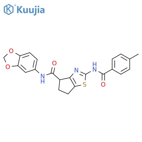 N-(2H-1,3-benzodioxol-5-yl)-2-(4-methylbenzamido)-4H,5H,6H-cyclopentad1,3thiazole-4-carboxamide structure