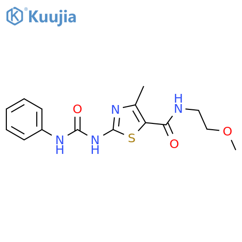 N-(2-methoxyethyl)-4-methyl-2-(phenylcarbamoyl)amino-1,3-thiazole-5-carboxamide structure