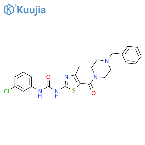 3-5-(4-benzylpiperazine-1-carbonyl)-4-methyl-1,3-thiazol-2-yl-1-(3-chlorophenyl)urea structure