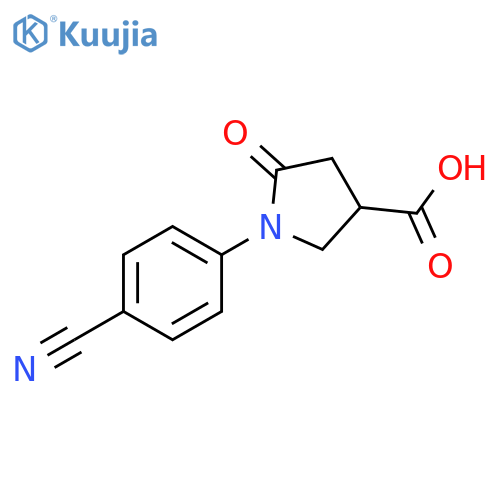1-(4-cyanophenyl)-5-oxopyrrolidine-3-carboxylic acid structure