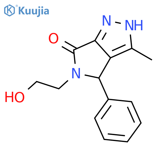 <br>5-(2-hydroxyethyl)-3-methyl-4-phenyl-4,5-dihydropyrrolo[3,4-c]pyrazol-6(1H) -one structure