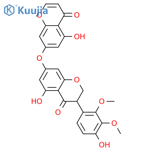 2,3-Dihydro-5-hydroxy-7-[(5-hydroxy-4-oxo-4H-1-benzopyran-7-yl)oxy]-3-(4-hydroxy-2,3-dimethoxyphenyl)-4H-1-benzopyran-4-one; (-)-form structure