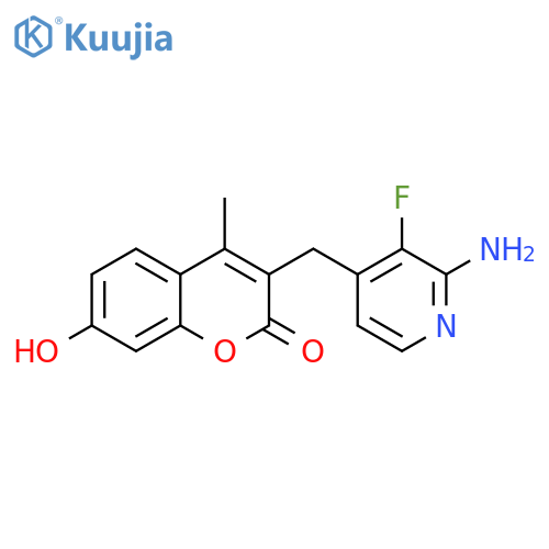2H-1-Benzopyran-2-one, 3-[(2-amino-3-fluoro-4-pyridinyl)methyl]-7-hydroxy-4-methyl- structure
