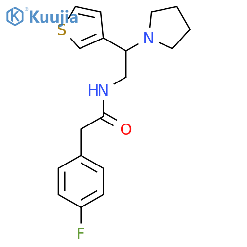 2-(4-fluorophenyl)-N-2-(pyrrolidin-1-yl)-2-(thiophen-3-yl)ethylacetamide structure