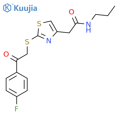 2-(2-{2-(4-fluorophenyl)-2-oxoethylsulfanyl}-1,3-thiazol-4-yl)-N-propylacetamide structure