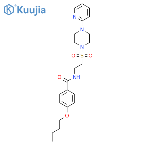 4-butoxy-N-(2-{4-(pyridin-2-yl)piperazin-1-ylsulfonyl}ethyl)benzamide structure