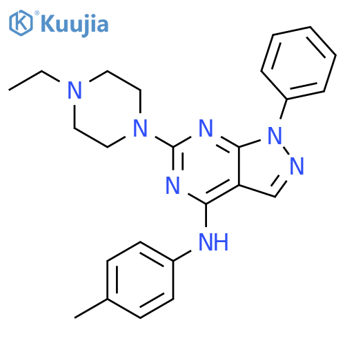 6-(4-ethylpiperazin-1-yl)-N-(4-methylphenyl)-1-phenyl-1H-pyrazolo3,4-dpyrimidin-4-amine structure