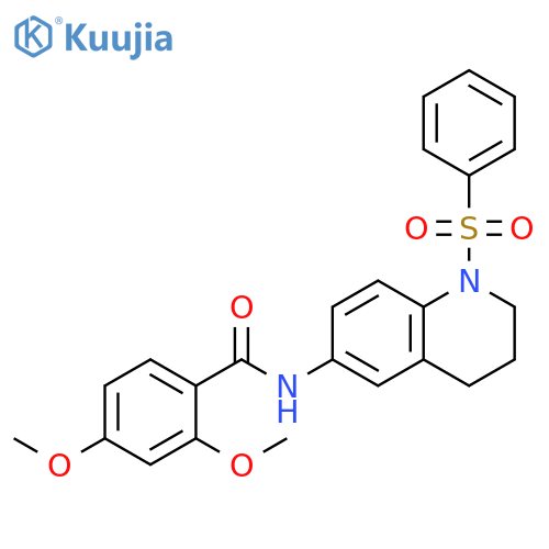 N-1-(benzenesulfonyl)-1,2,3,4-tetrahydroquinolin-6-yl-2,4-dimethoxybenzamide structure