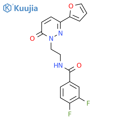 3,4-difluoro-N-{2-3-(furan-2-yl)-6-oxo-1,6-dihydropyridazin-1-ylethyl}benzamide structure