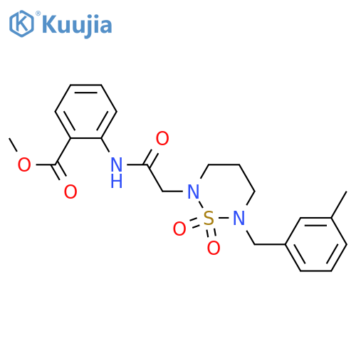 methyl 2-(2-{6-(3-methylphenyl)methyl-1,1-dioxo-1lambda6,2,6-thiadiazinan-2-yl}acetamido)benzoate structure