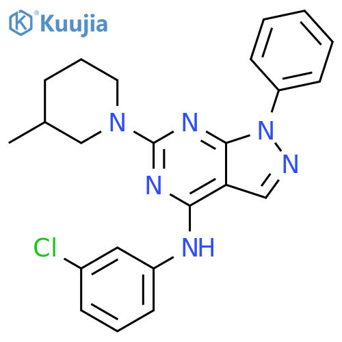 N-(3-chlorophenyl)-6-(3-methylpiperidin-1-yl)-1-phenyl-1H-pyrazolo3,4-dpyrimidin-4-amine structure