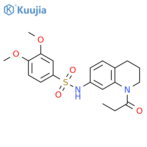 3,4-dimethoxy-N-(1-propanoyl-1,2,3,4-tetrahydroquinolin-7-yl)benzene-1-sulfonamide structure