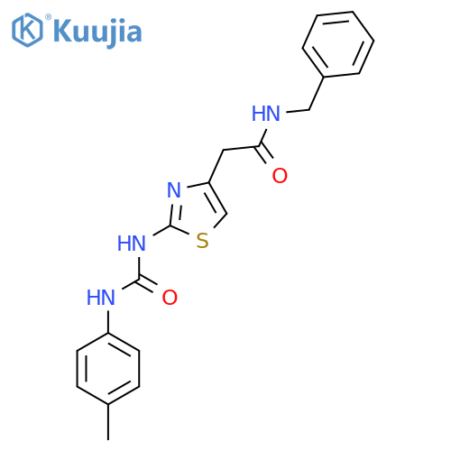 N-benzyl-2-(2-{(4-methylphenyl)carbamoylamino}-1,3-thiazol-4-yl)acetamide structure