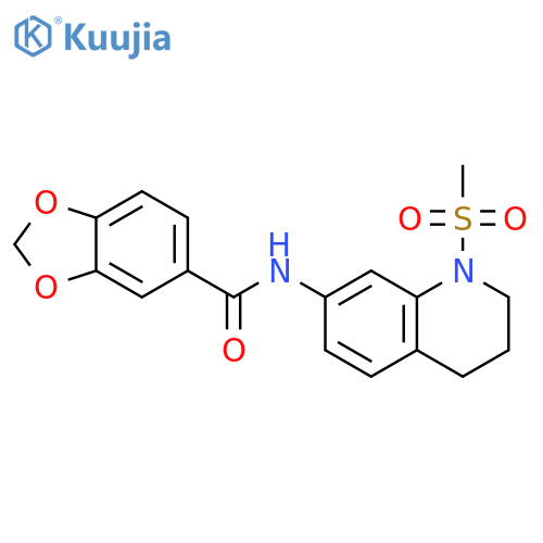 N-(1-methanesulfonyl-1,2,3,4-tetrahydroquinolin-7-yl)-2H-1,3-benzodioxole-5-carboxamide structure