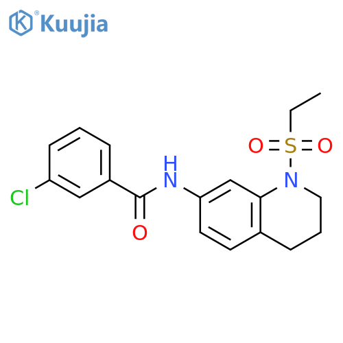 3-chloro-N-1-(ethanesulfonyl)-1,2,3,4-tetrahydroquinolin-7-ylbenzamide structure