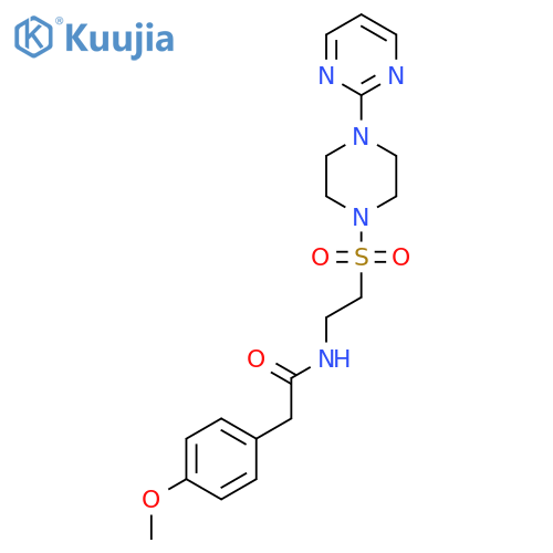 2-(4-methoxyphenyl)-N-(2-{4-(pyrimidin-2-yl)piperazin-1-ylsulfonyl}ethyl)acetamide structure
