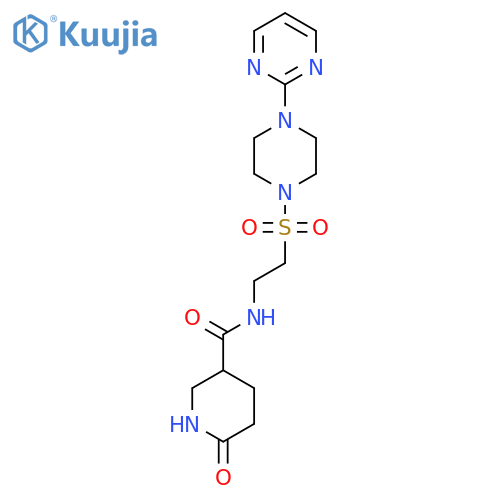 6-oxo-N-(2-{4-(pyrimidin-2-yl)piperazin-1-ylsulfonyl}ethyl)-1,6-dihydropyridine-3-carboxamide structure
