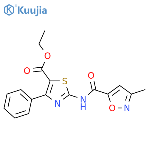 ethyl 2-(3-methyl-1,2-oxazole-5-amido)-4-phenyl-1,3-thiazole-5-carboxylate structure