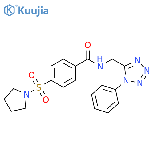 N-(1-phenyl-1H-1,2,3,4-tetrazol-5-yl)methyl-4-(pyrrolidine-1-sulfonyl)benzamide structure