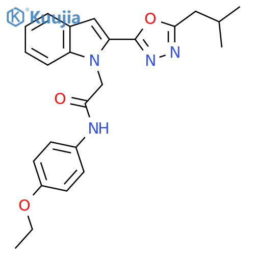 N-(4-ethoxyphenyl)-2-{2-5-(2-methylpropyl)-1,3,4-oxadiazol-2-yl-1H-indol-1-yl}acetamide structure