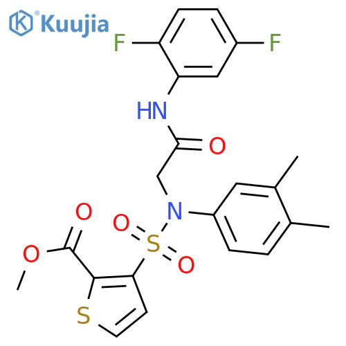methyl 3-({(2,5-difluorophenyl)carbamoylmethyl}(3,4-dimethylphenyl)sulfamoyl)thiophene-2-carboxylate structure