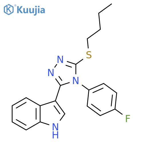3-5-(butylsulfanyl)-4-(4-fluorophenyl)-4H-1,2,4-triazol-3-yl-1H-indole structure