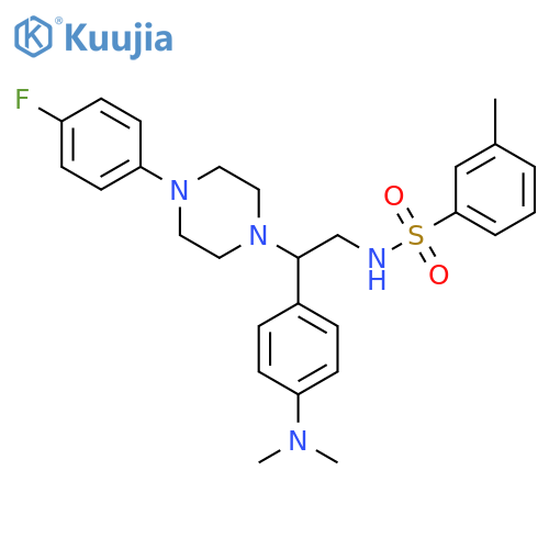 N-{2-4-(dimethylamino)phenyl-2-4-(4-fluorophenyl)piperazin-1-ylethyl}-3-methylbenzene-1-sulfonamide structure