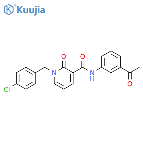 N-(3-acetylphenyl)-1-(4-chlorophenyl)methyl-2-oxo-1,2-dihydropyridine-3-carboxamide structure