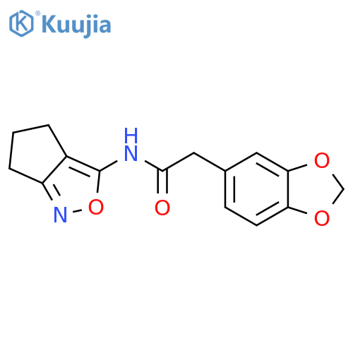 2-(benzo[d][1,3]dioxol-5-yl)-N-(5,6-dihydro-4H-cyclopenta[c]isoxazol-3-yl)acetamide structure