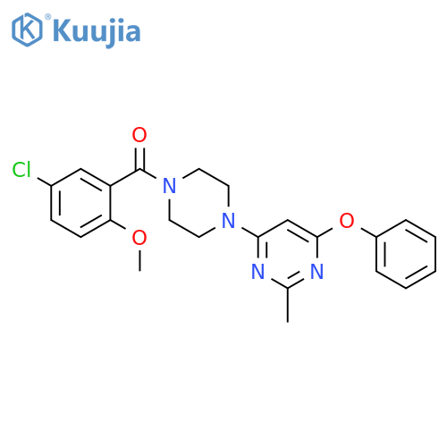 4-4-(5-chloro-2-methoxybenzoyl)piperazin-1-yl-2-methyl-6-phenoxypyrimidine structure