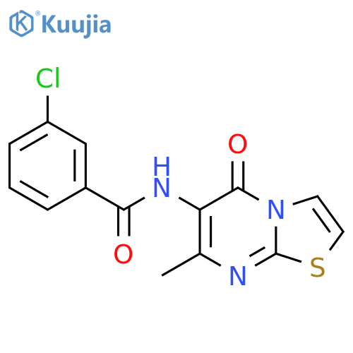3-chloro-N-{7-methyl-5-oxo-5H-1,3thiazolo3,2-apyrimidin-6-yl}benzamide structure