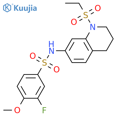N-1-(ethanesulfonyl)-1,2,3,4-tetrahydroquinolin-7-yl-3-fluoro-4-methoxybenzene-1-sulfonamide structure