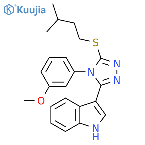 3-4-(3-methoxyphenyl)-5-(3-methylbutyl)sulfanyl-4H-1,2,4-triazol-3-yl-1H-indole structure