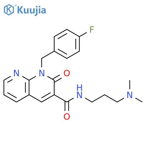 N-3-(dimethylamino)propyl-1-(4-fluorophenyl)methyl-2-oxo-1,2-dihydro-1,8-naphthyridine-3-carboxamide structure