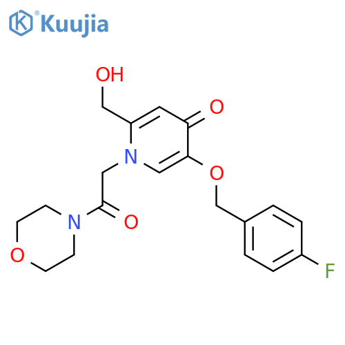 5-(4-fluorophenyl)methoxy-2-(hydroxymethyl)-1-2-(morpholin-4-yl)-2-oxoethyl-1,4-dihydropyridin-4-one structure