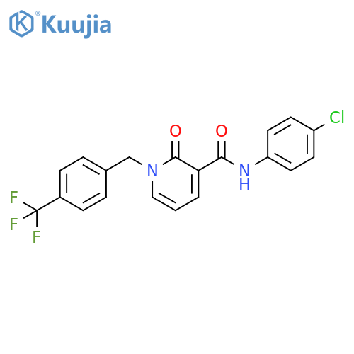 N-(4-chlorophenyl)-2-oxo-1-{4-(trifluoromethyl)phenylmethyl}-1,2-dihydropyridine-3-carboxamide structure