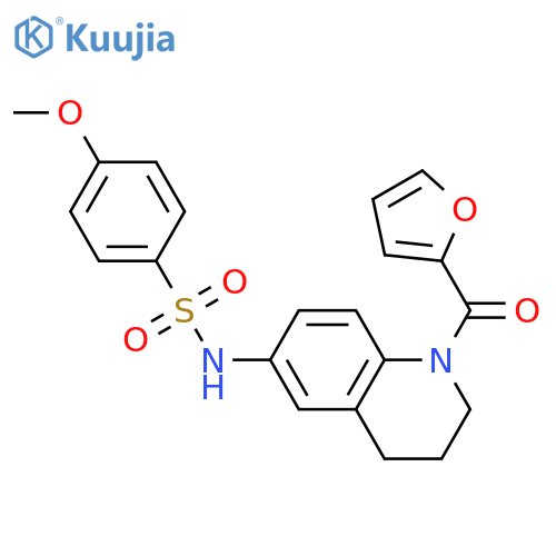 N-1-(furan-2-carbonyl)-1,2,3,4-tetrahydroquinolin-6-yl-4-methoxybenzene-1-sulfonamide structure