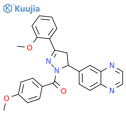 6-1-(4-methoxybenzoyl)-3-(2-methoxyphenyl)-4,5-dihydro-1H-pyrazol-5-ylquinoxaline structure