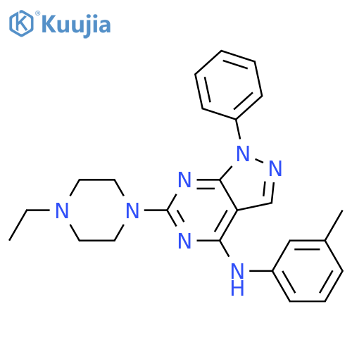 6-(4-ethylpiperazin-1-yl)-N-(3-methylphenyl)-1-phenyl-1H-pyrazolo3,4-dpyrimidin-4-amine structure